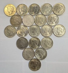 US ROLL (20) All 1923 Silver Peace One 1 Dollar 90% Coin Lot - Picture 1 of 13
