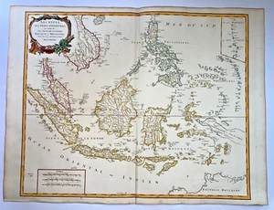 EAST INDIES c. 1750 ROBERT DE VAUGONDY 18TH CENTURY LARGE ANTIQUE ENGRAVED MAP - Picture 1 of 11