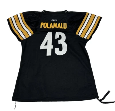 Camiseta deportiva vintage de los Pittsburgh Steelers Reebok pedrería Troy polamalu calce para mujer S Foto 1 de 4