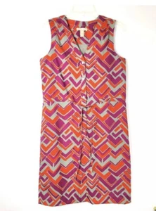 Banana Republic Women's Dress Size 4 Sleeveless V-neck Button up Orange & Purple - Picture 1 of 5