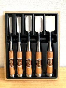 Japanese chisel Chisel “Azuma-Tensyho”, set of 5, with case, brand name MIB  OOP - Picture 1 of 21