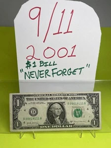 9/11 2001 Anniversary Dollar September 11 2001 Fancy Serial Number Circulated - Picture 1 of 17