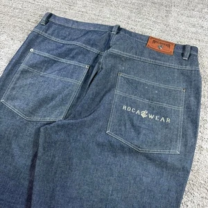 Y2K Baggy Wide Leg 2000’s RocaWear Baggy Wide Leg Embroidered Skater Denim Jeans - Picture 1 of 7