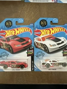 Hot Wheels 2020 Mainline HW Race Day Red Circle Tracker 1/64 Red & WHT Lot of 2 - Picture 1 of 4
