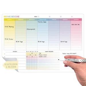 Whiteboard Wochenplaner abwischbar A4  Selbstklebend Planer Kalender to-do - Bild 1 von 17