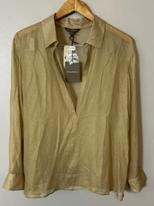 Tommy Bahama Tunic Women’s Medium M Gold 100% Silk Long Sleeve NWT MSRP $158 - Picture 1 of 9