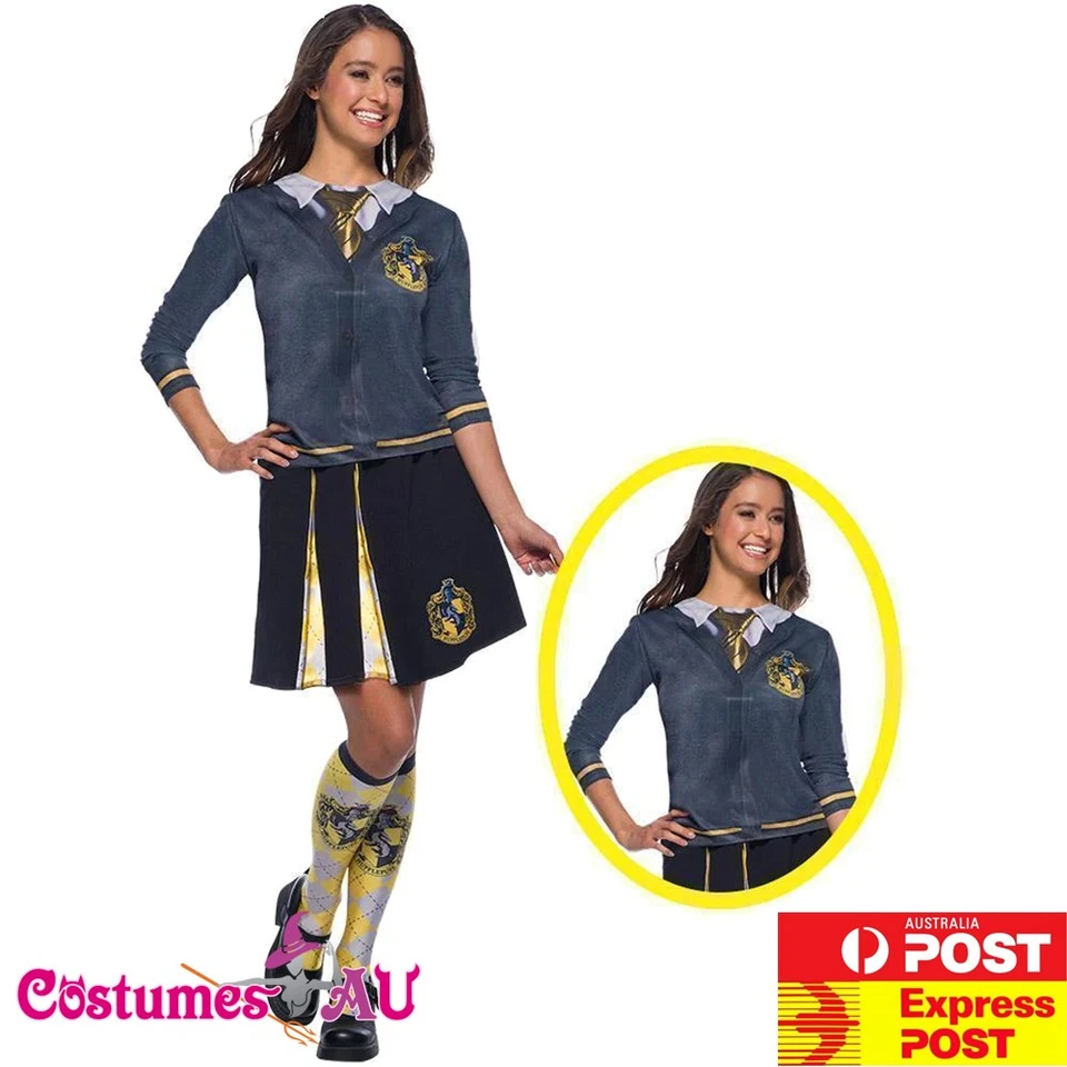 Licencia Damas Harry Potter Hufflepuff Disfraz Top Amarillo Libro Semana Camisa Foto 1 de 4