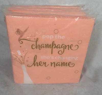 "Pop the Champagne She's Changing Her Name" 120 Beverage Napkins Bridal Shower - Image 1 of 4