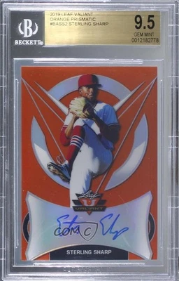 2019 Leaf Valiant Orange Prismatic /35 Sterling Sharp BGS 9.5 GEM MINT Auto - Image 1 of 2