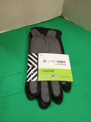 Isotoner 男式手套炭黑色主动智能触摸中号  — 第 1/4 张图片