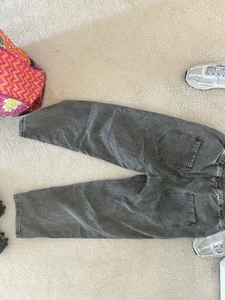 Washed Gray Denim Jogger Pants Men’s Size M | Tapered Fit Elastic Waist Street - Picture 1 of 6