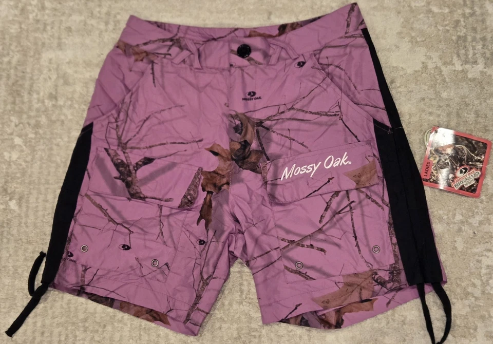 NUEVO Mossy Oak Break Up Infinity Mujer M Pantalones Cortos Ciruela Púrpura 6" Entrepierna Foto 1 de 4