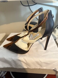 JIMMY CHOO HEELS SAONI 100 SCHWARZ/BRAUN GR. EU38/US8 NEU - Bild 1 von 9