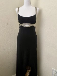 Cache Womens 8 Halter Backless Evening Gown Rhinestone Accent - Picture 1 of 3