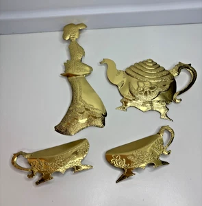 Viktorianische Dame und TEESERVICE Messing Wandrelief Akzente - Bild 1 von 9