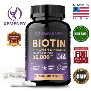 Biotin Collagen & Keratin 25,000mcg-for Hair, Skin, Nails, Bones Joint brand new - Picture 1 of 17