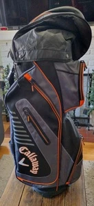 Callaway Golf Cart Bag 10-fach Teiler schwarz/orange mit Riemengriff & Regenschutz - Bild 1 von 14