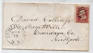 c1865 Burlington New York Town Cancel barred killer cover 3c #65 Otsego Cnty DPO - Picture 1 of 2