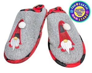 ZAPATILLAS NIÑOS UNISEX BORDADAS GNOMO. Cuadros color gris rojo negro. Talla 13-1 - Imagen 1 de 10