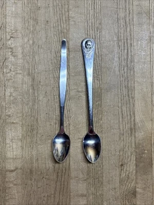 Lot of 2 Vintage Oneida Stainless Baby Spoons | Gerber Baby + Plain | 6” | Nice! - Image 1 of 4