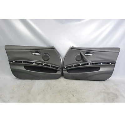 06-08 BMW E90 E91 3-Series 4-Door Front Interior Door Trim Panel Pair Black OEM - Image 1 of 4