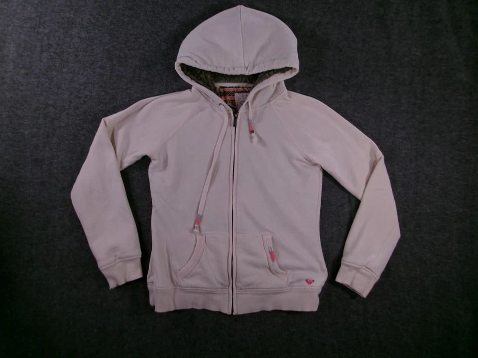 Roxy Sweatshirt Womens Medium White Hoodie Casual Full Zip Aztec Liner Preppy - Image 1 of 4