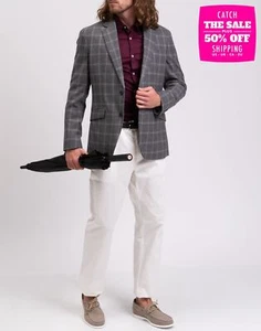 RRP €675 HACKETT Wool Blazer Jacket Size 38R / 48R / S Windowpane Fox Brothers - Imagen 1 de 7