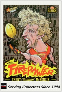 2014 AFL Champions Laserfoil Firepower Caricature FC22 Trent McKenzie (G.Coast)