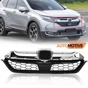 For 2017-2019 Honda CRV CR-V Front Bumper Upper Grille Black & Chrome Mesh Grill - Picture 1 of 23