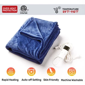 50x60" Electric Heated Blanket Machine Washable Fast Heating Safe Auto Power Off - Picture 1 of 10