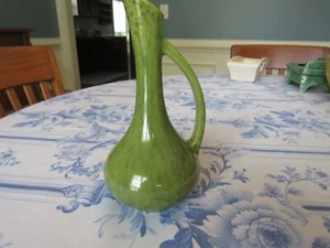 VINTAGE ROYAL HAGER RG92 GLOSS GREEN WITH BROWN SPECS EWER 7.5" TALL - Picture 1 of 6