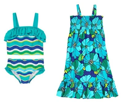 NUEVO CON ETIQUETAS Gymboree Indigo Blooms 2 piezas Traje de baño Solero Conjunto de encubrimiento Niña Talla 8 Foto 1 de 3