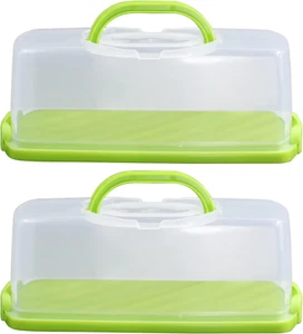 2 Pack Plastic 13 Inch Rectangular Loaf Cake Storage Container,Bread Keeper for - Picture 1 of 4