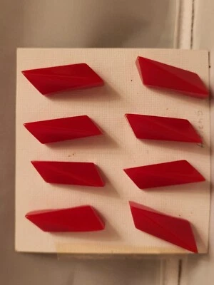 Set 8 Red Bakelite Geometric Clothing Buttons - Sewing - Image 1 of 3