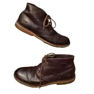 UGG Leighton 3275 Mens Sz 11 US Brown Leather Waterproof Chukka Boots Gum Sole - Picture 1 of 10