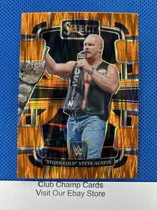 2024 45 "Stone Cold" Steve Austin Panini Select WWE Concourse Orange Flash Prizm - Foto 1 di 2