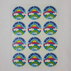 VTG 1989 TREND Scratch & Sniff Sticker Sheet BLUE-TIFUL! 12 Stinky Stickers - Picture 1 of 2