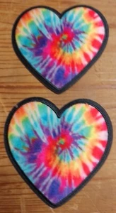2 x RAINBOW HEARTS Embroidered Patchs Motif 5.7cm x 5.6cm, Iron-on Sew or Glue - Picture 1 of 1