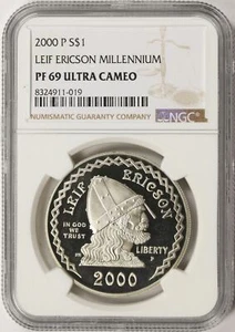 2000-P $1 Leif Ericson Silver Dollar NGC PF69 Ultra Cameo - Picture 1 of 2