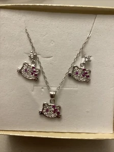 Hello Kitty Necklace And Earring 925 Sterling Silver . - Picture 1 of 6