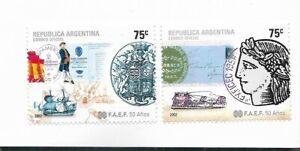 ARGENTINA 2002 FAEF PHILATELIC ASOC 50TH ANNIVERSARY SET OF 2 VALU