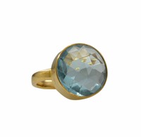 handsome Blue Topaz CZ Gold Plated Blue Ring genuine india  US gift