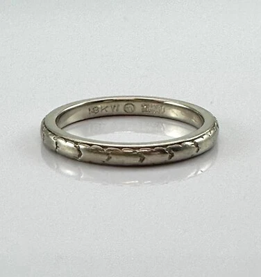 Vtg Antique Orange Blossom 18K White Gold Wedding Band Ring Size 6 FZZ - Image 1 of 4