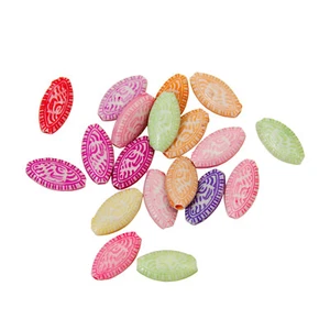 Verzierte Geätzte Strukturierte Acryl Oval Reisperlen in Bonbonfarben Lose Menge (14 mm) - Bild 1 von 2