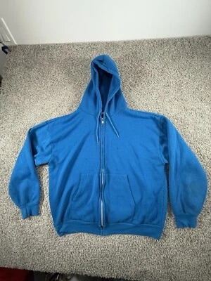 Suéter con Capucha Desteñido en Blanco L Streetwear De Colección Años 80 Cremallera Completa Azul Pullover Foto 1 de 4