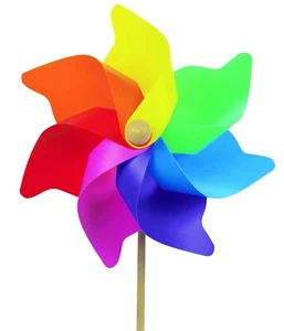 Girandola a Vento Mulino cm 70 Plastica e Legno Giardino scaccia Uccelli - Zdjęcie 1 z 1