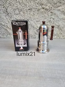 Caffettiera Kontessa moka manico legno Vev Viganò acciaio inox 4 cups INDUCTION - Picture 1 of 14