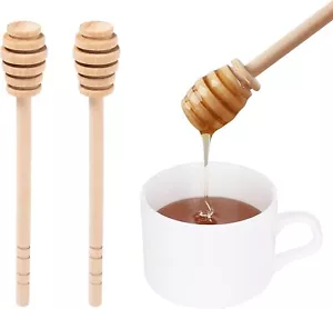 2 pcs Wooden Honeycomb Stick Long Handle Honey Jar Dipper Sticks Honey Dispenser - Picture 1 of 6