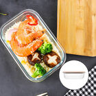 Meal Prep Bento Snack Boxes Lunch Bamboo Wood Covered Glass Bowl