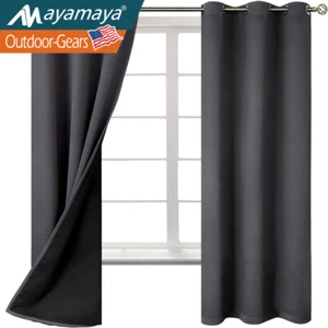 100% Blackout Window Curtains 2 Panels Thermal Insulated for Bedroom Living Room - Picture 1 of 10